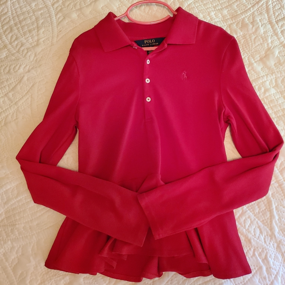 Girls red polo shirt